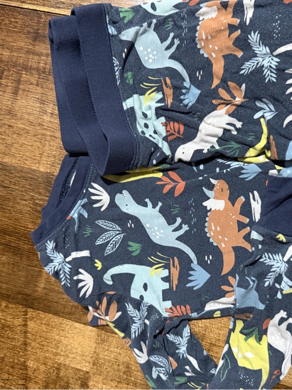 Little Sleepies Navy Dinosaur Print Pajama Set with Multicolor Dinos